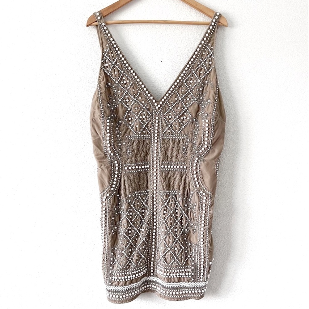 ASOS Curve Tan Mini Dress with Embellishments